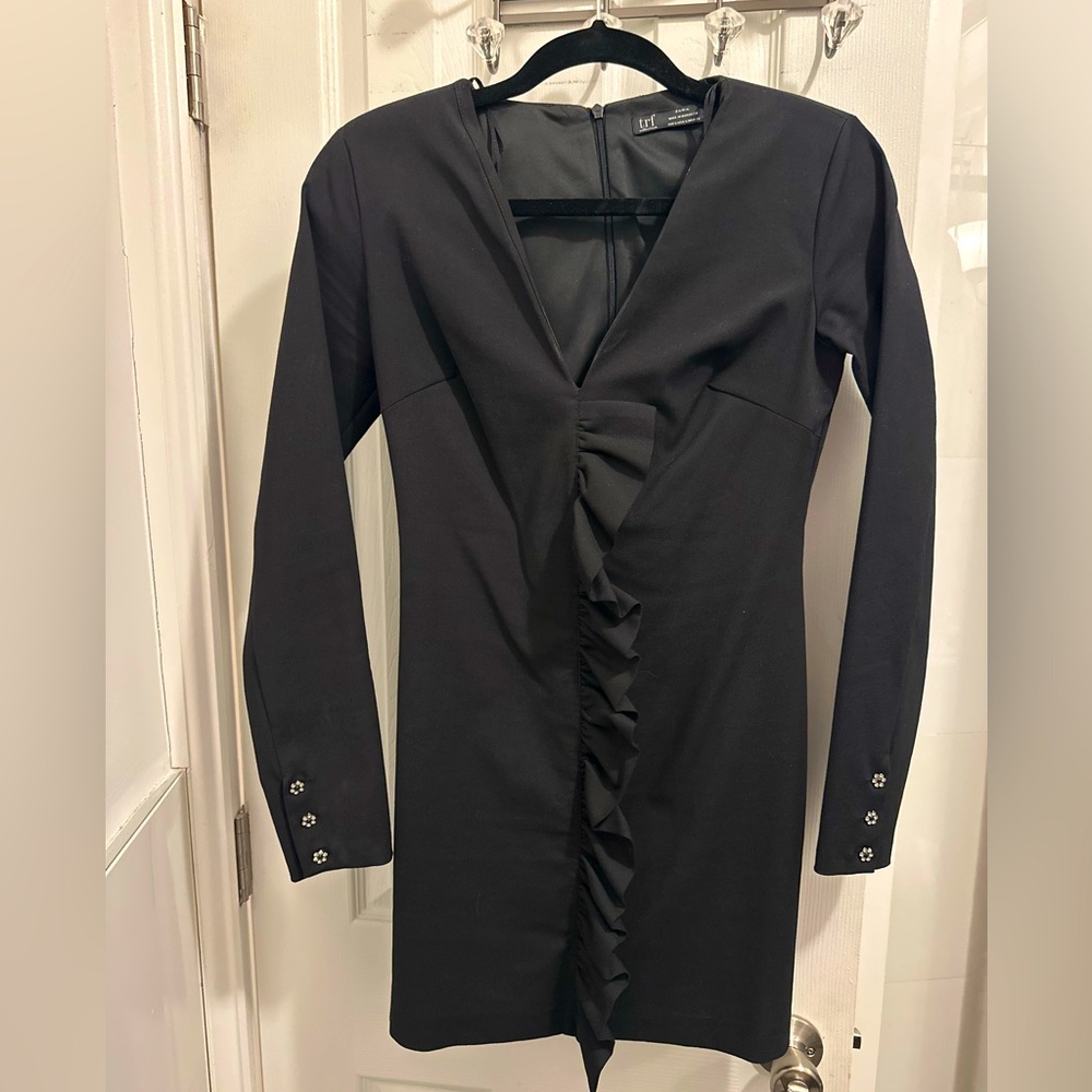 Zara black ruffle dress.